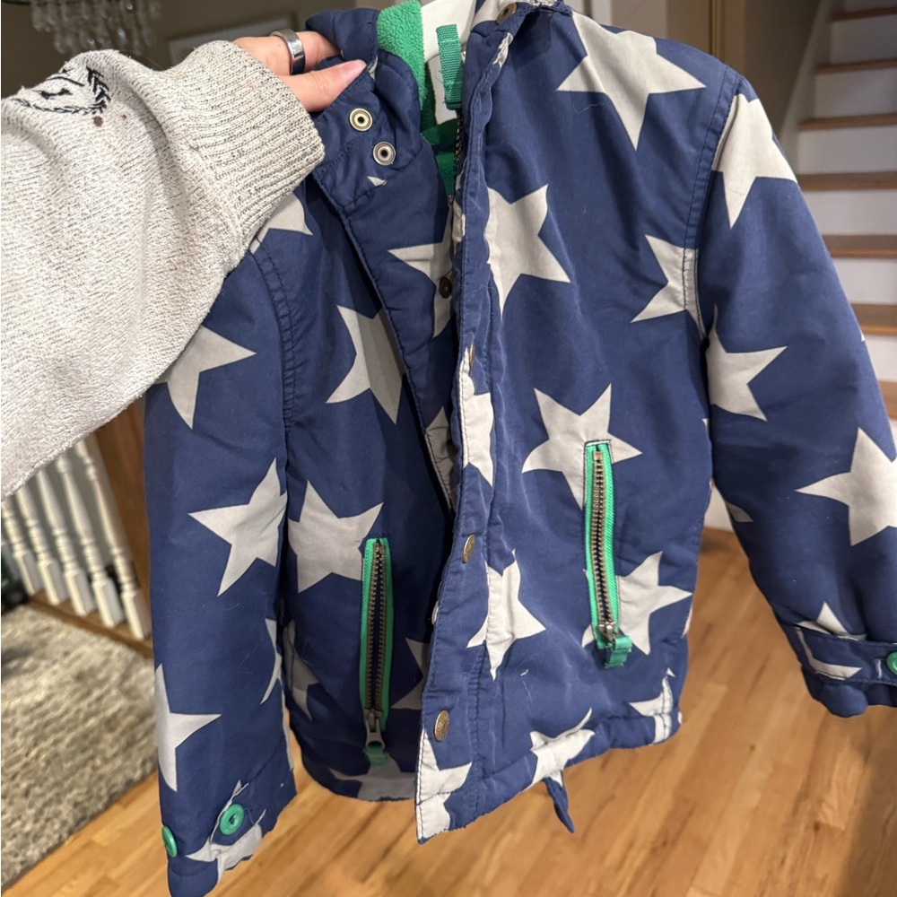 Boden Navy Star Print Puffer Jacket